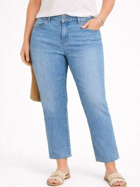 Chicos Womens Straight Leg Jeans Stretch Denim Mid Rise Size 2 | L | 12 R